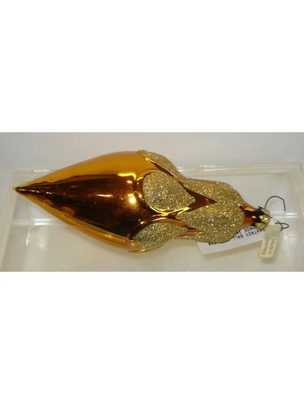 BNWT Vintage German Gold and Copper Cone Shaped Glass Christmas Ornament